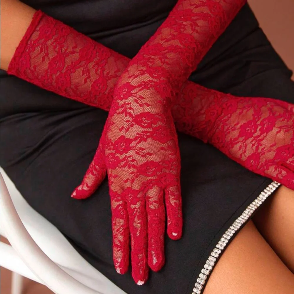 Belle Red Lace Gloves